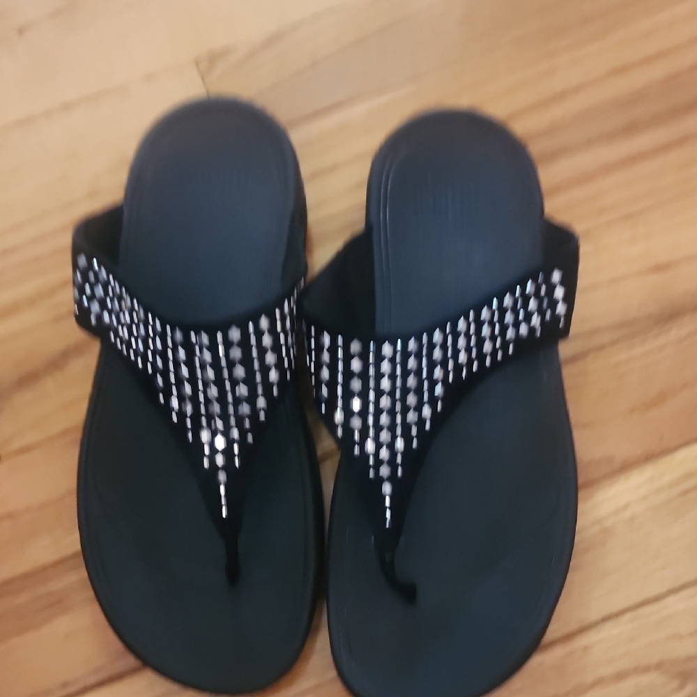 Fitflop Black Rhinestone Embellished Sandals